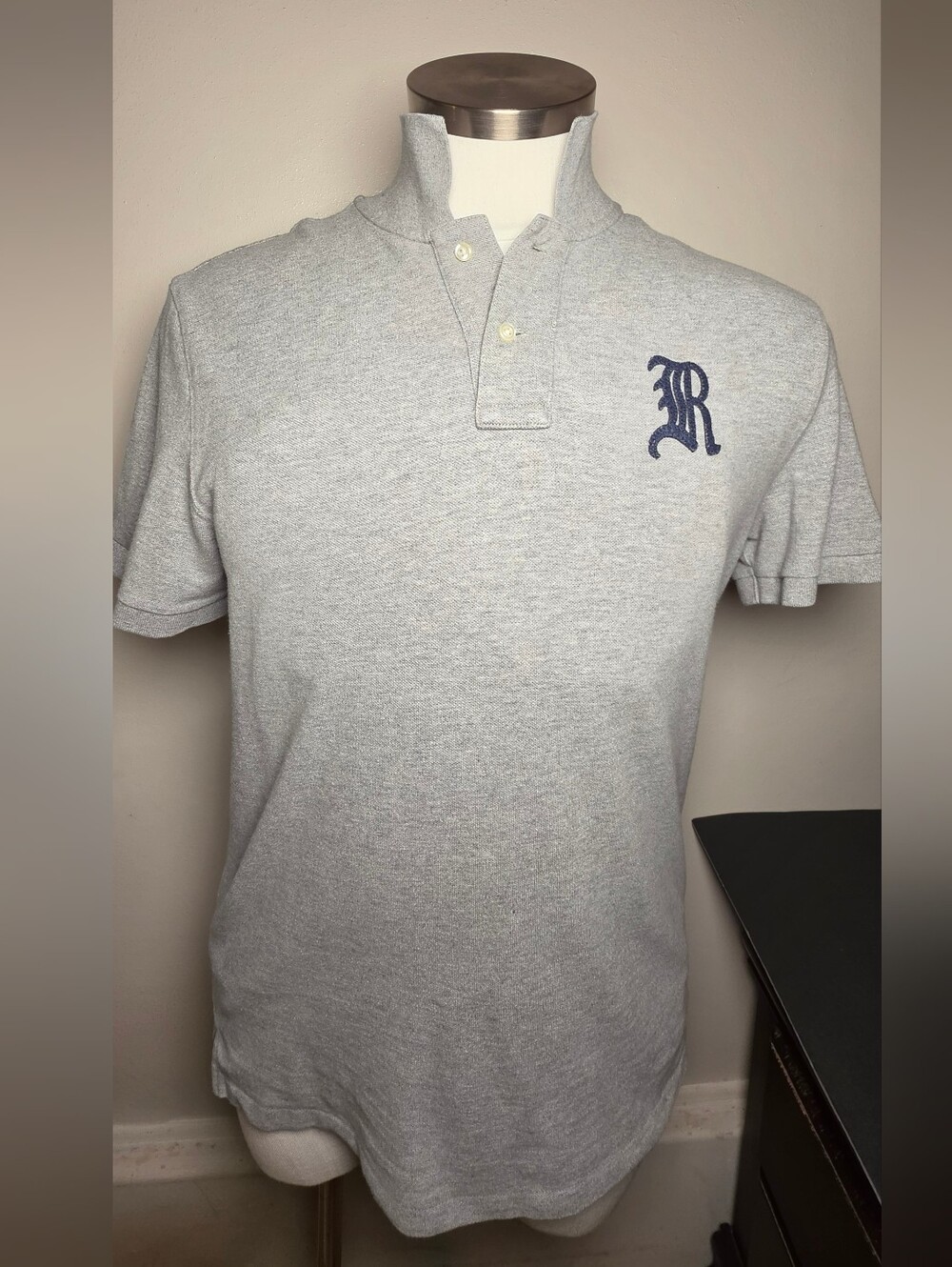 Rugby Ralph Lauren Light Gray Polo with Navy 'R' Crest